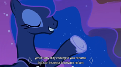 Size: 640x355 | Tagged: safe, screencap, princess luna, alicorn, pony, sleepless in ponyville, meme, mlp-captions, solo, youtube caption