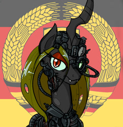 Size: 675x696 | Tagged: safe, artist:reiduran, queen chrysalis, changeling, changeling queen, cyborg, borg, crossover, east germany, germany, palette swap, recolor, star trek