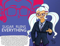 Size: 2200x1700 | Tagged: safe, artist:meganekkoplymouth241, sugarcoat, equestria girls, friendship games, adam ruins everything, dialogue, human coloration, looking at you, mouthpiece, reference, smug