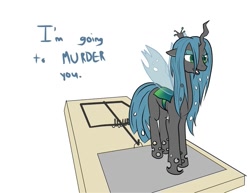 Size: 777x601 | Tagged: artist needed, safe, queen chrysalis, changeling, changeling queen, cheeselegs, cute, cutealis, mousetrap, solo, visual pun