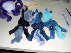 Size: 1200x900 | Tagged: safe, artist:bladespark, nightmare moon, princess luna, rarity, blob, irl, lunar trinity, photo, plushie