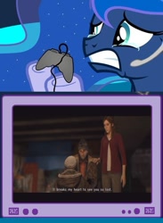 Size: 563x769 | Tagged: safe, princess luna, alicorn, pony, beyond two souls, crying, exploitable meme, gamer luna, jodie holmes, meme, obligatory pony, tv meme