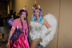 Size: 5184x3456 | Tagged: safe, artist:necochan1, princess celestia, twilight sparkle, human, clothes, convention, cosplay, evening gloves, irl, irl human, photo, tampa bay comic-con, tampa bay comic-con 2013