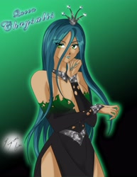 Size: 3052x3951 | Tagged: safe, artist:shinta-girl, queen chrysalis, changeling, changeling queen, clothes, female, humanized