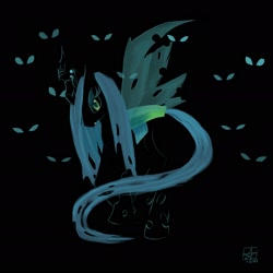 Size: 1890x1890 | Tagged: safe, artist:starinbox, queen chrysalis, changeling, changeling queen, fangs, female, green eyes, solo