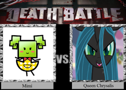 Size: 1007x719 | Tagged: safe, queen chrysalis, changeling, changeling queen, death battle, meme, mimi, paper mario, super mario bros., super paper mario