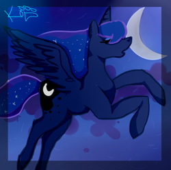 Size: 517x512 | Tagged: safe, artist:randomwolfartist, princess luna, alicorn, pony, female, horn, mare, moon, solo