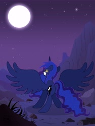 Size: 5400x7200 | Tagged: safe, artist:toxic-mario, princess luna, alicorn, hengstwolf, pony, werewolf, absurd resolution, moon, moonbutt, solo, transformation, wereluna