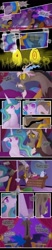 Size: 600x2866 | Tagged: safe, artist:falleninthedark, discord, princess celestia, star swirl the bearded, alicorn, pony, comic, discord is star swirl, royal guard, sword, weapon