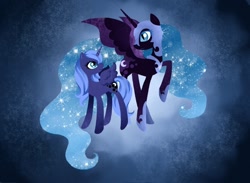 Size: 886x650 | Tagged: safe, artist:katyand, artist:sewingintherain, nightmare moon, princess luna, alicorn, pony, duality, s1 luna