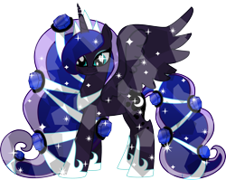 Size: 2490x1983 | Tagged: safe, artist:glitteronin, princess luna, alicorn, pony, crystallized, female, horn, mare, solo