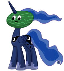 Size: 3609x4000 | Tagged: safe, artist:template93, princess luna, alicorn, pony, :i, absurd resolution, silly, simple background, solo, transparent background, vector, wat, watermelon