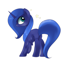 Size: 2000x2000 | Tagged: safe, artist:fikakorv, princess luna, alicorn, pony, solo, stars, younger