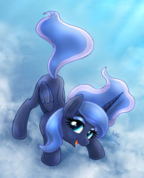 Size: 1210x1500 | Tagged: safe, artist:joakaha, princess luna, alicorn, pony, filly, solo, woona