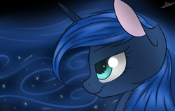 Size: 1440x910 | Tagged: safe, artist:thezealotnightmare, princess luna, alicorn, pony, female, horn, mare, simple background, solo