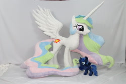 Size: 900x600 | Tagged: safe, artist:karasunezumi, princess celestia, princess luna, irl, photo, plushie