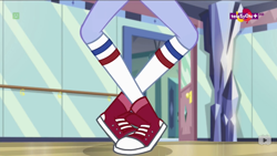 Size: 1366x768 | Tagged: safe, screencap, sugarcoat, dance magic, equestria girls, spoiler:eqg specials, clothes, converse, crystal prep academy, legs, shoes, sneakers, socks, teletoon