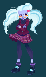 Size: 1151x1920 | Tagged: safe, artist:pinbeedrawsthings, sugarcoat, equestria girls, classes, clothes, crossed arms, crystal prep academy uniform, female, looking at you, school uniform, shoes, skirt, socks, solo, unamused, uncanny valley