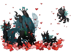 Size: 901x648 | Tagged: safe, artist:luga12345, queen chrysalis, changeling, changeling queen, cute, cutealis, cuteling, female, heart