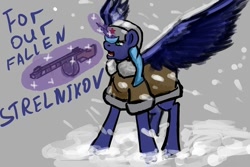 Size: 768x512 | Tagged: artist needed, safe, princess luna, alicorn, pony, /mlp/, drawfag, drawthread, drum magazine, gun, in memoriam, ppsh-41, solo, soviet, strelnikov, submachinegun, weapon, world war ii