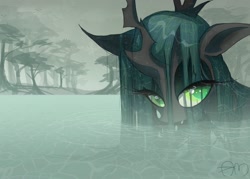 Size: 2688x1920 | Tagged: dead source, safe, artist:yuji8sushi, queen chrysalis, changeling, changeling queen, submerged, water, wet mane