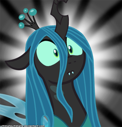 Size: 1000x1045 | Tagged: safe, artist:zantyarz, queen chrysalis, changeling, changeling queen, female, horn, reaction image, surprise face