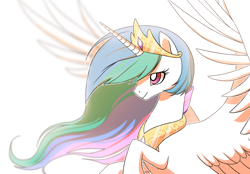 Size: 2208x1541 | Tagged: safe, artist:trippinmars, princess celestia, alicorn, pony, crown, cute, cutelestia, female, jewelry, mare, regalia, simple background, solo, spread wings, white background, wings