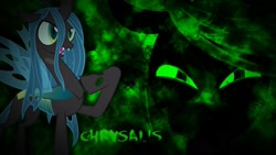 Size: 1920x1080 | Tagged: safe, artist:kigaroth, artist:makintosh91, artist:mkovic, edit, queen chrysalis, changeling, changeling queen, vector, wallpaper, wallpaper edit