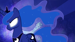 Size: 2560x1440 | Tagged: safe, artist:vaileaa, princess luna, alicorn, pony, glowing eyes, solo, vector, wallpaper