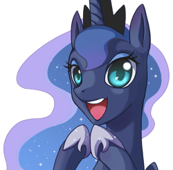 Size: 800x785 | Tagged: safe, artist:grasspainter, princess luna, alicorn, pony, happy, simple background, solo