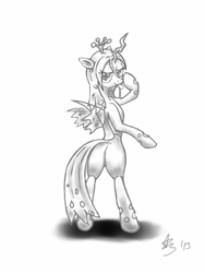 Size: 768x1024 | Tagged: safe, artist:a8702131, queen chrysalis, changeling, changeling queen, bugbutt, butt, plot, raspberry, sketch, tongue out