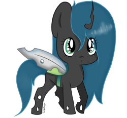 Size: 1650x1536 | Tagged: safe, artist:wisterya, queen chrysalis, changeling, changeling queen, chibi, female, signature, simple background, solo, transparent background