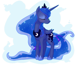 Size: 969x837 | Tagged: safe, artist:ambunny, princess luna, alicorn, pony, blushing, eyes closed, simple background, smiling, solo, standing, transparent background, vector