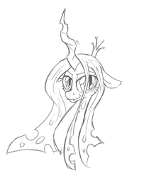 Size: 1990x2448 | Tagged: safe, artist:leadhooves, queen chrysalis, changeling, changeling queen, bust, sketch, solo