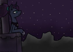 Size: 500x357 | Tagged: safe, artist:detectivelame, princess luna, alicorn, pony, balcony, female, horn, mare, solo