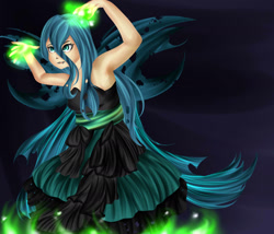 Size: 1600x1368 | Tagged: safe, artist:cherubii, queen chrysalis, humanized, solo, winged humanization