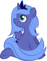 Size: 1059x1366 | Tagged: safe, artist:arastane-siryphia, princess luna, alicorn, pony, filly, simple background, solo, woona, younger