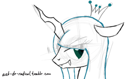 Size: 1280x800 | Tagged: safe, artist:ask-dr-radical, queen chrysalis, changeling, changeling queen, 30 minute art challenge, female, horn, solo