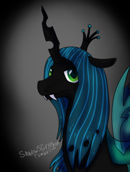 Size: 600x800 | Tagged: safe, artist:shadowsgryphon, queen chrysalis, changeling, changeling queen, 30 minute art challenge, female, green eyes, horn, solo