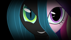 Size: 1024x576 | Tagged: safe, artist:sakura-wind, princess cadance, queen chrysalis, alicorn, changeling, changeling queen, pony, cadance two face, disguise, disguised changeling, duality, fake cadance