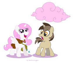 Size: 2008x1728 | Tagged: safe, artist:hendocrinogeno, discord, princess celestia, star swirl the bearded, alicorn, pony, bag, cewestia, cloak, clothes, cloud, colt, cotton candy cloud, cute, discord is star swirl, filly, frown, happy, looking up, open mouth, simple background, smiling, spread wings, transparent background, wide eyes