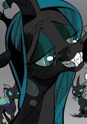 Size: 350x497 | Tagged: safe, idw, queen chrysalis, changeling, changeling queen, the return of queen chrysalis, spoiler:comic, fangs, female, smile of the devil, smiling, stupid sexy chrysalis, teeth