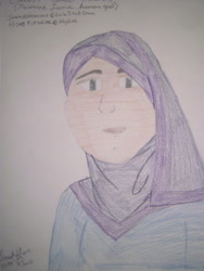 Size: 900x1200 | Tagged: safe, artist:supergeek17, princess luna, human, hijab, humanized, islam, solo, traditional art