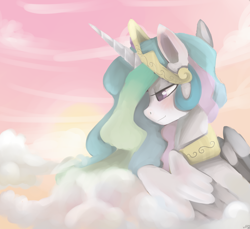 Size: 1280x1172 | Tagged: safe, artist:facerenon, princess celestia, alicorn, pony, cloud, cloudy, solo