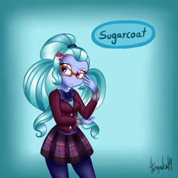 Size: 1024x1024 | Tagged: safe, artist:queentigrel, sugarcoat, equestria girls, friendship games, glasses, solo