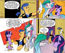 Size: 1083x875 | Tagged: safe, anonymous artist, edit, idw, flash sentry, princess celestia, twilight sparkle, alicorn, pony, brad, comic, exploitable meme, female, flashlight, i can't believe it's not idw, male, meme, shipping, straight, text edit