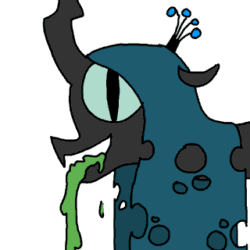 Size: 320x320 | Tagged: safe, artist:ciircuit, queen chrysalis, changeling, changeling queen, animated, female, frame by frame, happy, solo, vomit