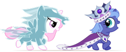 Size: 1024x426 | Tagged: safe, artist:arvaus, princess celestia, princess luna, princess platinum, alicorn, pony, windigo, cewestia, chase, clothes, costume, cute, dressup, filly, open mouth, running, simple background, smiling, spread wings, woona