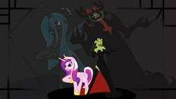 Size: 1920x1080 | Tagged: safe, artist:da-samurai, princess cadance, queen chrysalis, alicorn, changeling, changeling queen, pony, aku, crossover, disguise, disguised changeling, fake cadance, ikra, samurai jack