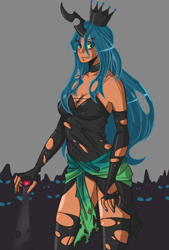 Size: 600x888 | Tagged: safe, artist:slipe, queen chrysalis, clothes, crown, female, horned humanization, humanized, jewelry, regalia, solo